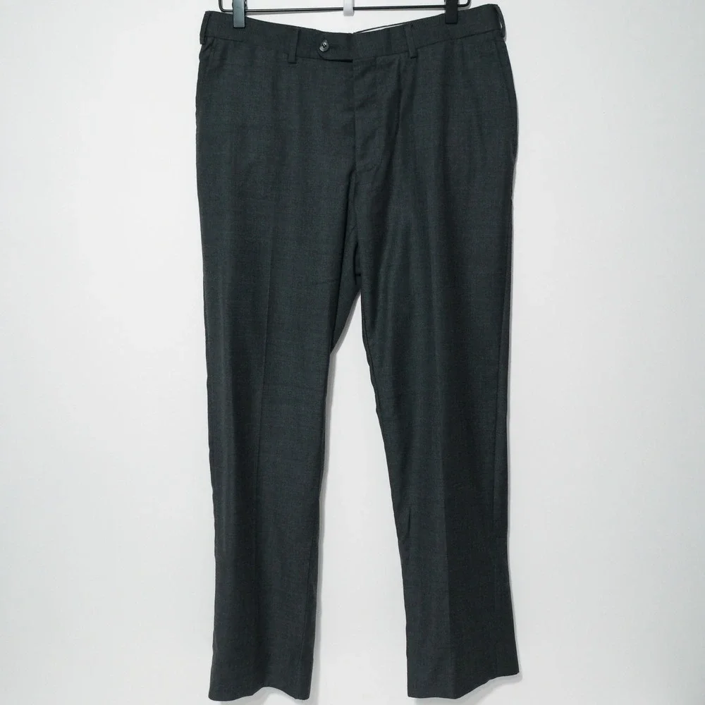 SuitSupply Mens Pure Wool S110 Pleated Brescia Trouser Dark Grey EU52 UK/US42